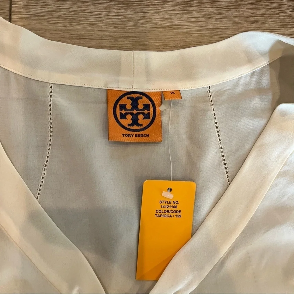 NWT Tory Burch Size 14 Jasmine Shell Tank Silk Ivory Cream Tapioca Sleeveless